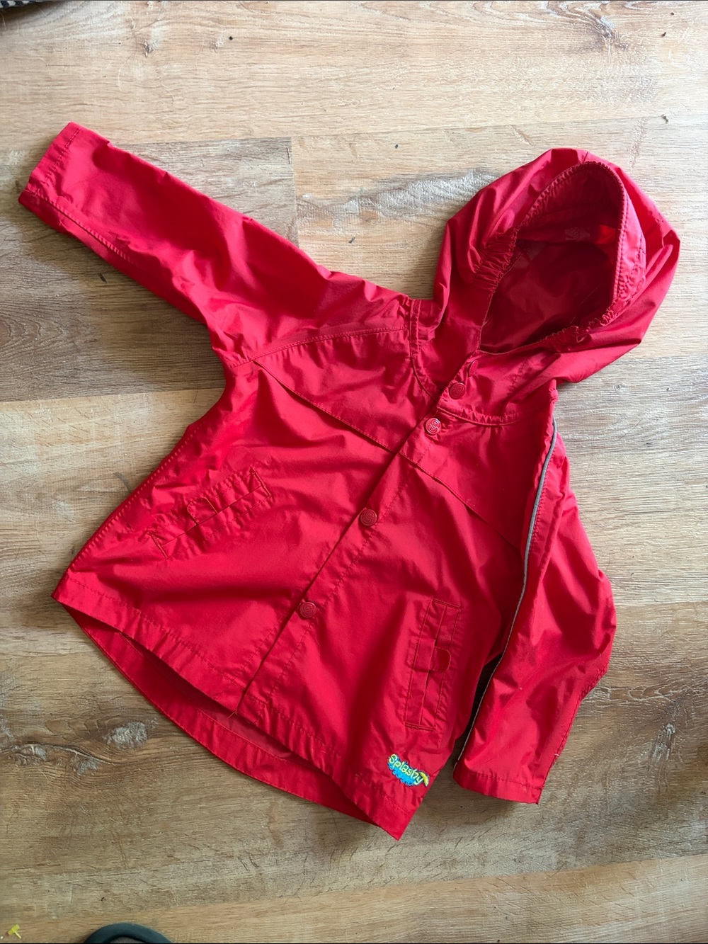 Vintage Splashy Kids Red Hooded Rain Jacket